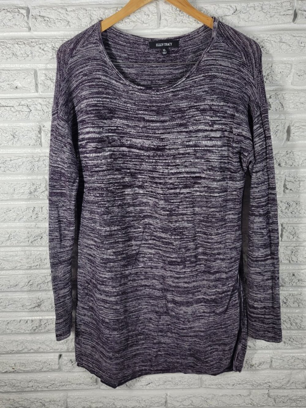 Ellen Tracy Womens XL Purple Marled Speckle Sweater Dress‎ Mini Tunic PUR1E